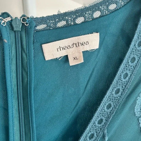 PinkBlush Teal Lace Mesh Overlay Maternity Maxi Dress - Picture 6 of 6